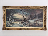 SNOWY RIVER OIL ON CANVAS SIGNED J. KOS - 45 X 25"