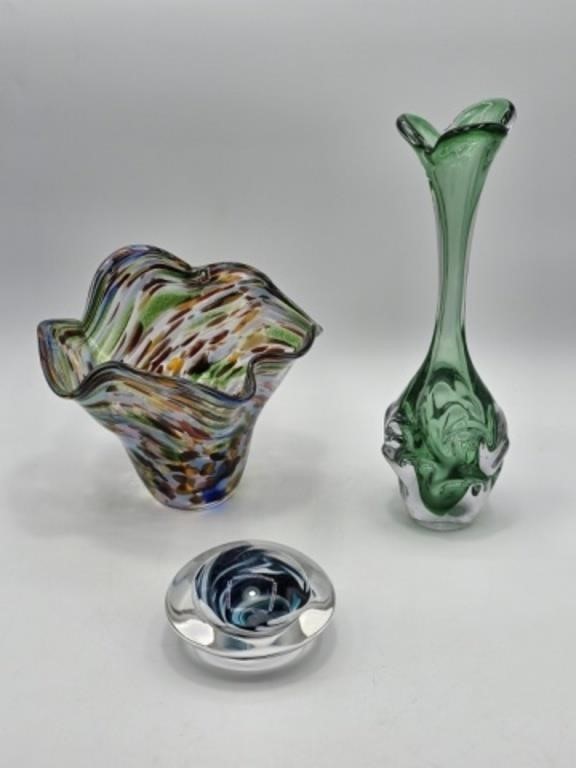 3 PCS OF MID CENTURY ART GLASS