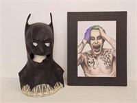 1989 RUBBER BATMAN MASK & JOKER POSTER - 16 X 20"