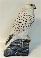 MASSIVE R. CHURCHILL SIGNED WOOD CARVED FALCON