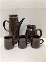 Franciscan Earthenware Pitcher, Coffee Pot, & Mugs