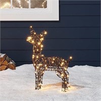 $70  23.5 Rattan Fawn Reindeer 80 LED Lights