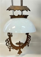 BEAUTIFUL 1800'S HEAVY CAST HANGING PARLOUR LAMP