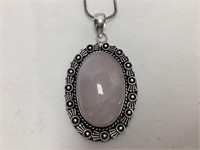 Rose Quartz Pendant with Chain