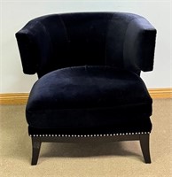 QUALITY CONTEMPORARY VELOUR CLUB CHAIR W BRASS