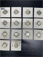 13 silver dimes and one silver nickel