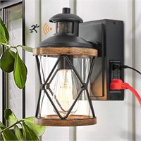 $60  Dusk-Dawn Sensor Light w/ GFCI  Rustic Wood