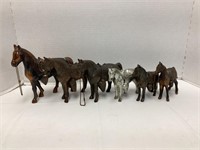 Six Vintage Metal Horses