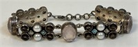 HEAVY QUALITY STERLING GEMSTONE BRACELET