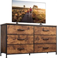 $110  WLIVE Wide Dresser  6 Drawer  Rustic Brown