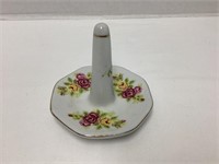 Porcelain Ring Holder with Floral Pattern