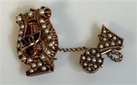 SWEET EARLY 1900'S 10K GOLD  TIE PIN W SEED PEARLS