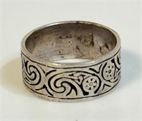 STYLISH ENGRAVED STERLING SILVER MEN'S RING