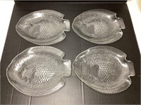 Four Large Glass Fish Plates