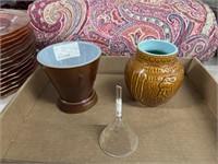 Glass funnel and vase lot