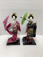 Two Geisha Dolls on Platforms