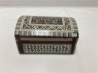 Wood Trinket Box with Mother of Pearl Inlay