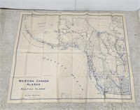 MAP OF WESTERN CANADA  ALASKA - 1942