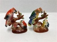 Cardinal and Cedar Waxwing Bird Figurines