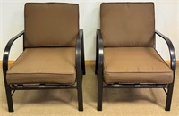 NICE PAIR OF MODERN PATIO ARM CHAIRS W CUSHIONS