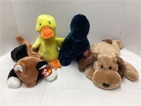 Four Ty Beanie Buddies - Bronty, Chip, Bones,