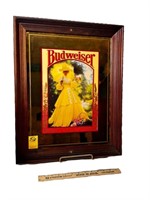 Budweiser Lady Portrait Mirrored and Framed