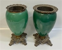 FABULOUS PAIR OF 1800'S CAST KEROSENE LAMP STANDS