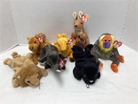 Seven Ty Beanie Babies Wild Animals