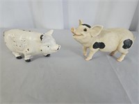 ONE 6"X3" VINTAGE CAST IRON PIGGY BANK... AND