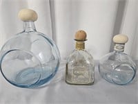 10.5", 8", AND 7" EMPTY TEQUILA BOTTLES
