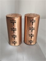MCM COPPER SALT AND PEPPER SHAKERS 3"X1.5"