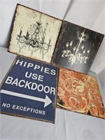 METAL SIGNS 1- 15"X12", AND 3- 12"X12" ONE OF