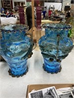 Two bubble glass vases
