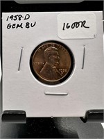 1958-D GEM BU GORGEOUS WHEAT PENNY CENT