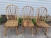 THREE 38"X18"X17" WOODEN DINING ROOM CHAIRS JUST