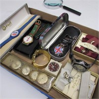 BOX OF WATCHES ETC