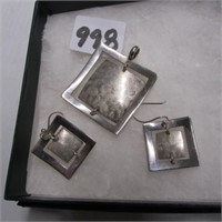 3PC STERLING EARRING & PENDANT SET