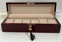 GOOD QUALITY FELTED INTERIOR 6 SLOT WATCH BOX