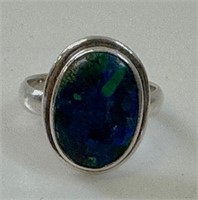 DESIRABLE STERLING SILVER AND GEMSTONE RING