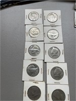 10 Kennedy half dollars 1776-1976