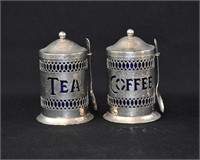 SHEFFIELD England Silver Plated Coffee/Tea Caddies