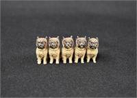 Cold Painted VIENNA BRONZE 5 PUG DOGS