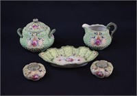 6-pc Early Nippon Moriage Condiment Set