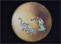 Hand Painted Nippon Porcelain GOOSE FARMER Plate