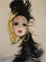 7" CERAMIC MASK 17" FROM TOP OF FEATHERS TO