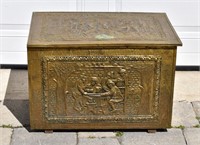 Embossed Brass Firewood Kindling Box