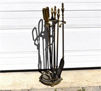 Heavy Brass & Cast Iron Fireplace Tools