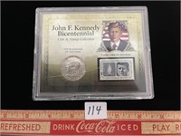 JFK BICENTENNIAL CION WITH STAMP COLLECTION