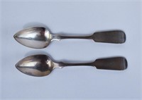 Pair 1830-1860 BENTLEY & READ Coin Silver Spoons