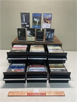 SIX DRAWER TAPE HOLDER CASE WITH ROCK TAPES